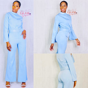 Flare Leg Belted Jumpsuit