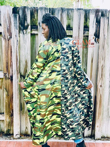 Camouflage Long Sleeve Green Coat