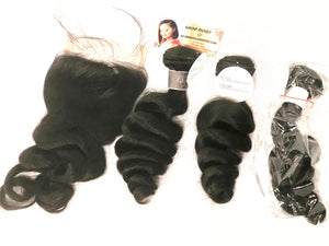 2 BUNDLES/ 1 CLOSURE DEAL(LOOSE WAVE VIRGIN HAIR)