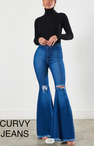 FLATTERING HIGH WAIST KNEE RIP JEANS