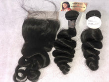 Load image into Gallery viewer, 2 BUNDLES/ 1 CLOSURE DEAL(LOOSE WAVE VIRGIN HAIR)