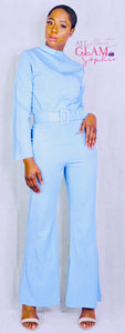 Flare Leg Belted Jumpsuit