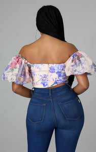 FLORAL CORSET CROP TOP