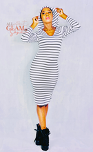 Load image into Gallery viewer, BLACK &amp; WHITE HOODIE STRIPE DRESS